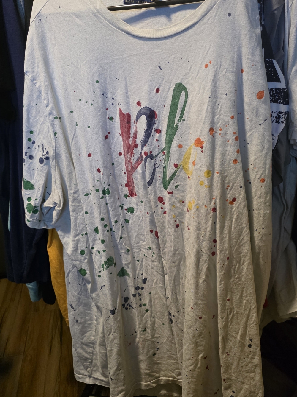 White Paint-Splash Graphic Tee - Multicolor Polo 4xlt